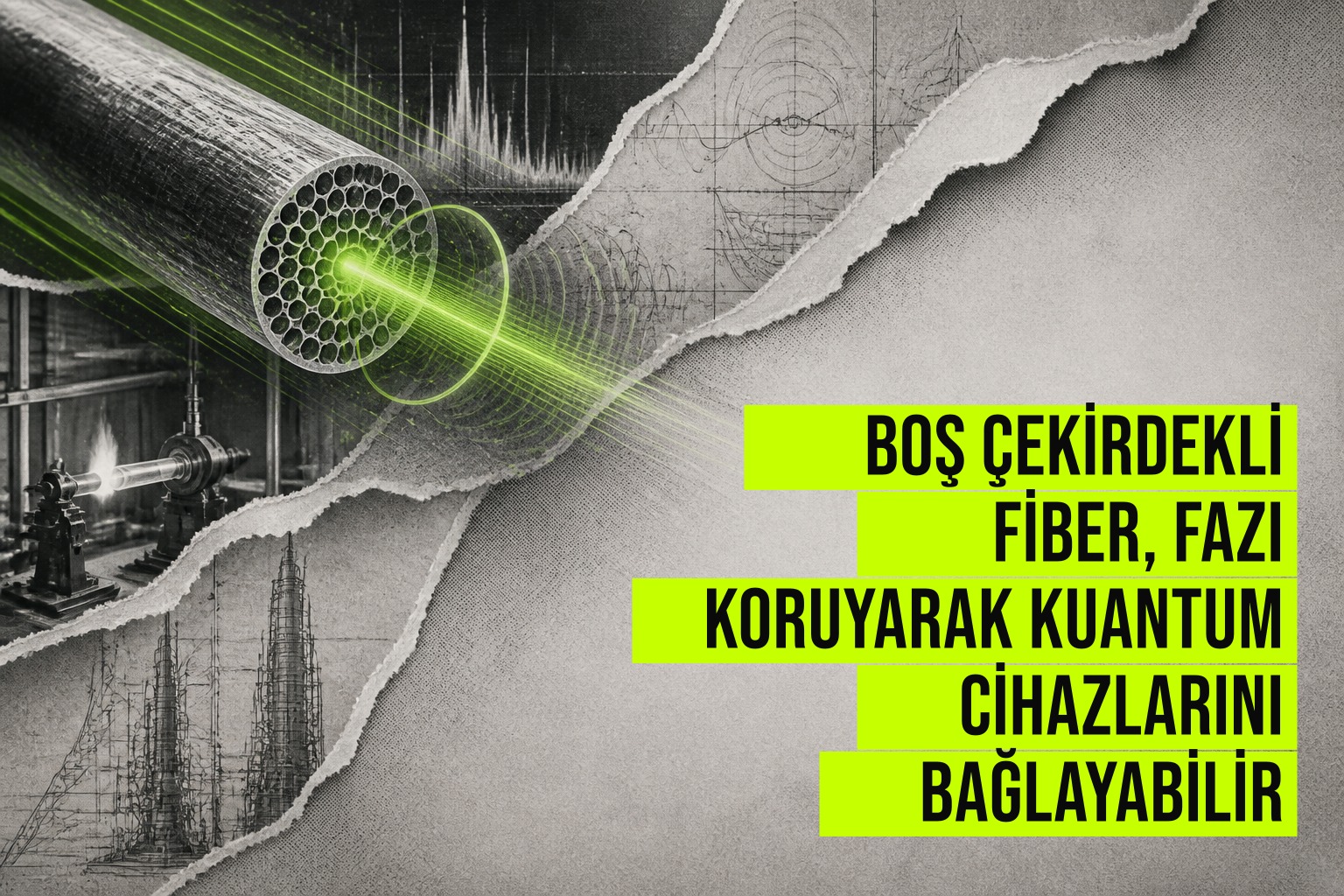 Gaz dolu boş çekirdekli fiberin kuantum cihazları bağlamak için faz bilgisini koruyarak dalga boyu dönüşümü sağlayan deneysel kurulum şeması