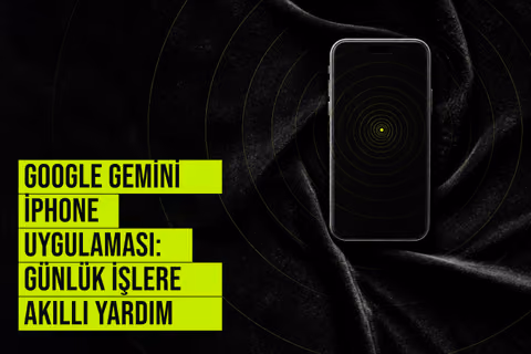 görsel, iPhone’da Google Gemini uygulamasının ana ekranını gösteriyor; takvim, notlar ve hatırlatıcı gibi görevleri yönetmeye olanak tanıyor.