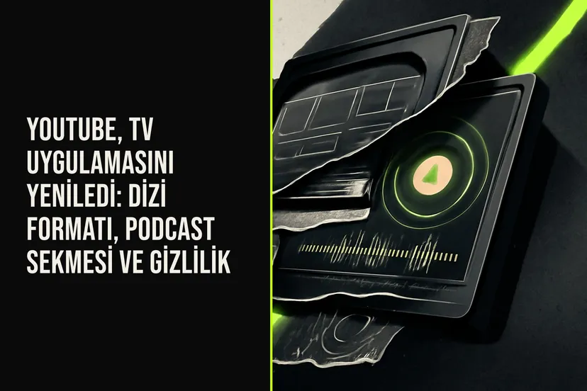 YouTube’un bağlı TV uygulamasında dizi düzeni, podcast sekmesi, Shorts kısayolu ve 4 haneli hesap kilidi öne çıkıyor.