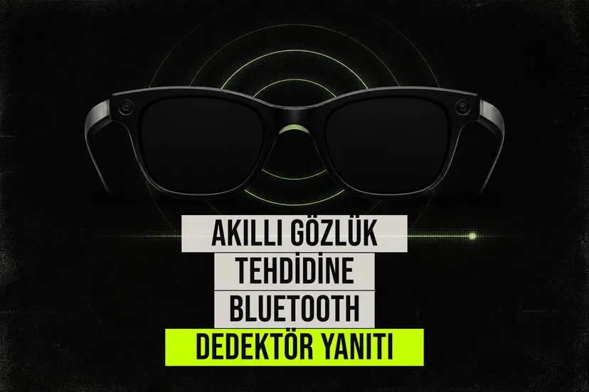 Akıllı gözlüklerin gizli kayıt riskine karşı Bluetooth tarama uygulaması ekranı, yakın cihazları listeleyen bir telefon gösteriyor.