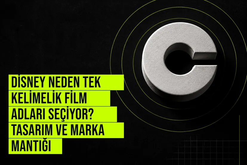 Disney'in Frozen, Moana ve Clay gibi tek kelimelik film başlıklarının logo tasarımı ve küresel marka stratejisi üzerindeki etkisini gösteren tipografik düzen.