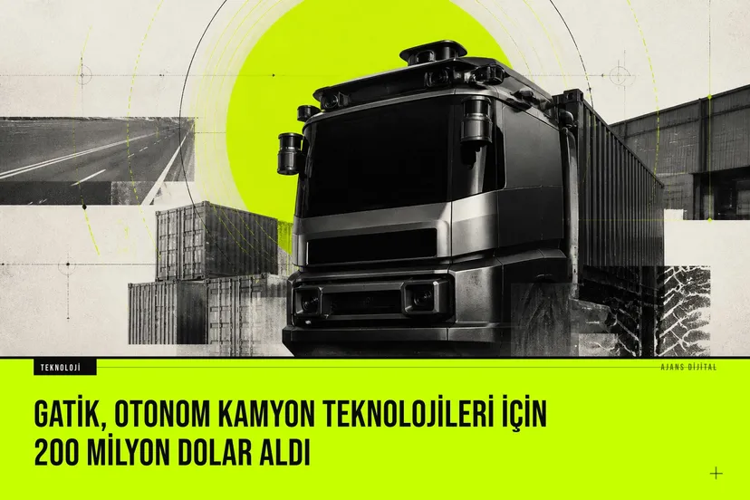 Gatik'in otonom kamyonu otoyolunda test sürüşü yaparken sensörleri ve lidar sistemleriyle güvenli navigasyon sağlıyor.