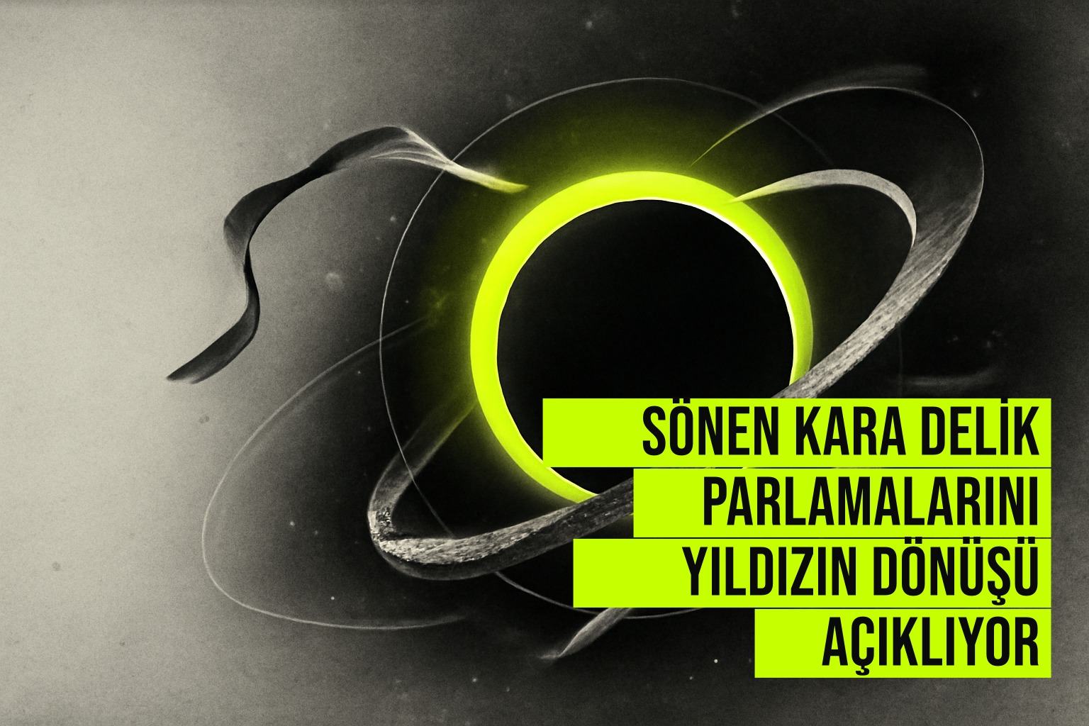 Kara deliğin etrafında yörüngeye giren bir yıldızın kısmi gelgit bozulması sırasında sönen parlamaları gösteren simülasyon görüntüsü.