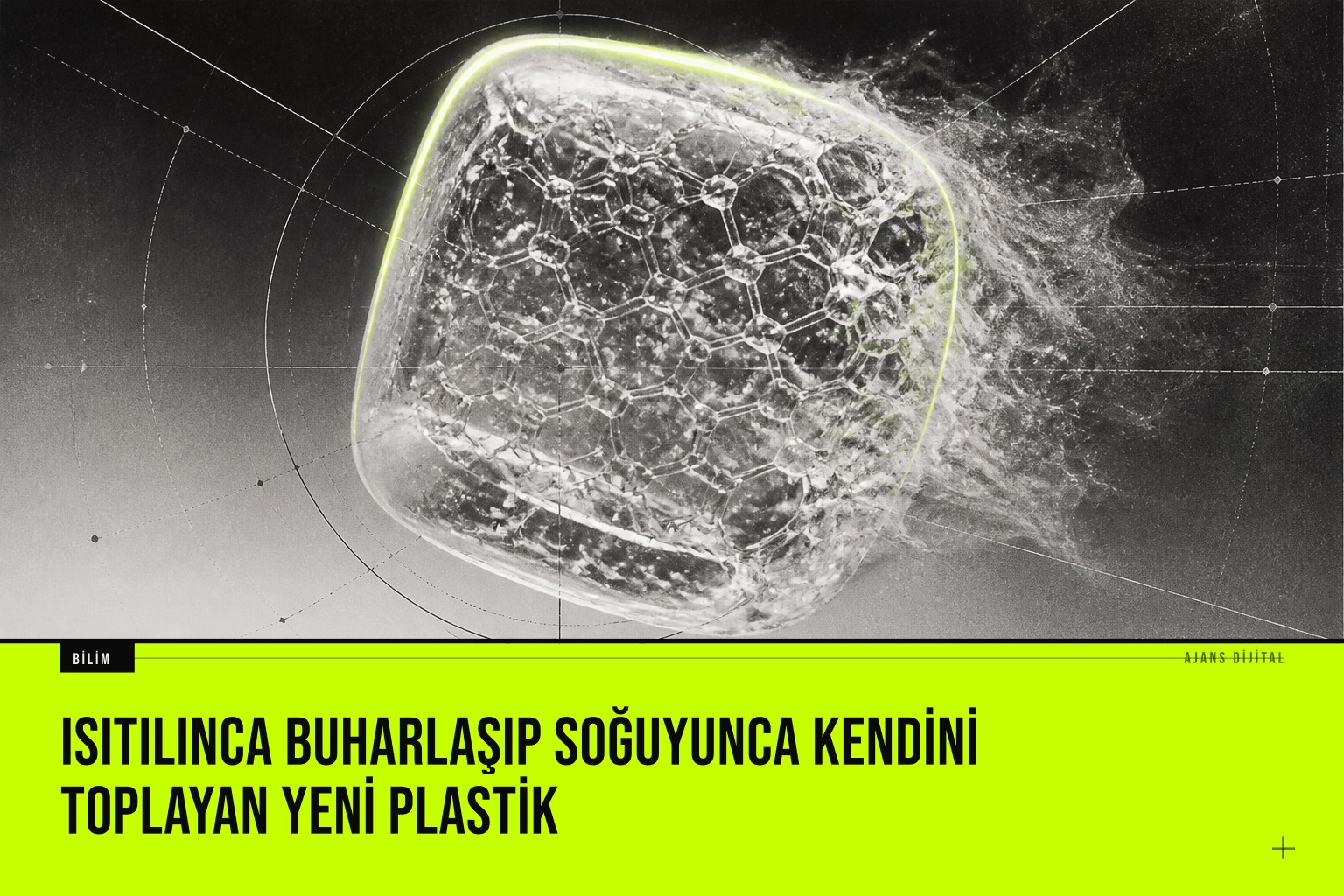 Bir laboratuvarda 90 dereceye ısındığında buharlaşıp soğuyunca eski haline gelen yeni polimer örneği test ediliyor.