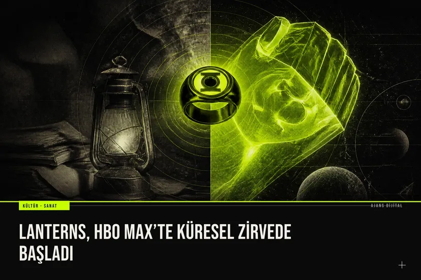 Lanterns dizisi afişi, HBO Max global ve ABD listelerinde yayınlanma günü birinci sıraya yükseldiğini gösteriyor.