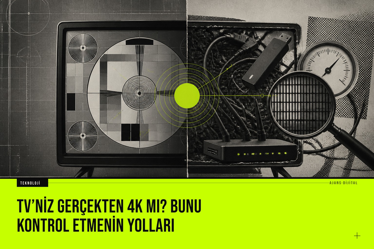 Televizyon ayar menüsünde 4K çözünürlük doğrulaması ve HDMI bağlantı kontrolü gerçekleştiriliyor.