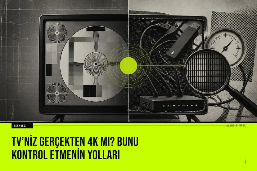 Televizyon ayar menüsünde 4K çözünürlük doğrulaması ve HDMI bağlantı kontrolü gerçekleştiriliyor.