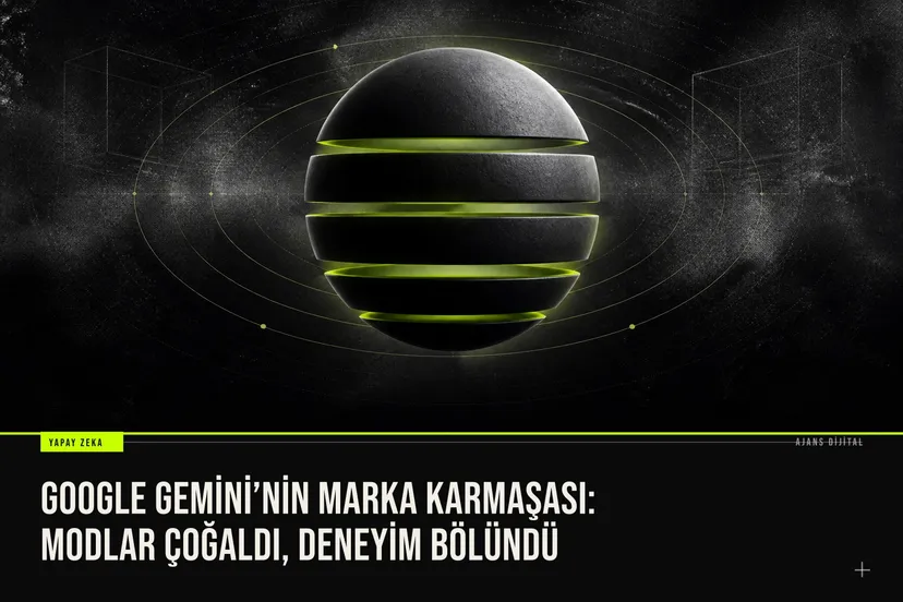 Google Gemini'nin Chat, Spark ve Daily Brief modlarıyla kullanıcıyı karıştırdığı ve ChatGPT, Claude'daki benzer marka karmaşasını anlatan bir sahne.