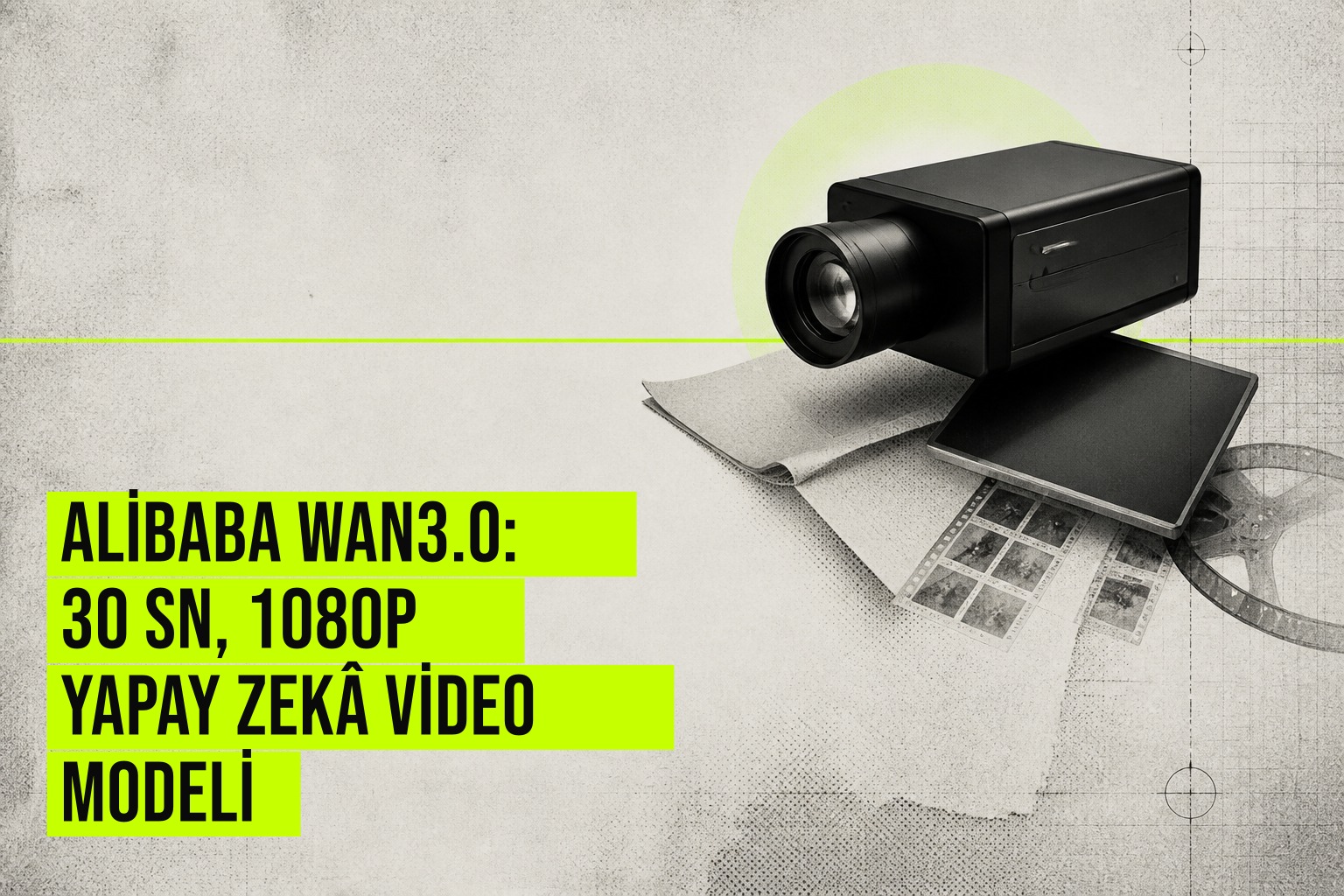 Alibaba Wan3.0 yapay zeka modeli logosu ve 1080p video üretim yeteneğini simgeleyen futuristik arayüz öğeleri