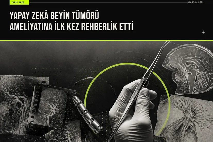 Londra NHNN hastanesinde yapay zeka destekli beyin tümörü ameliyatında cerrahlar ekrandaki sinir ve damar haritalarını takip ediyor