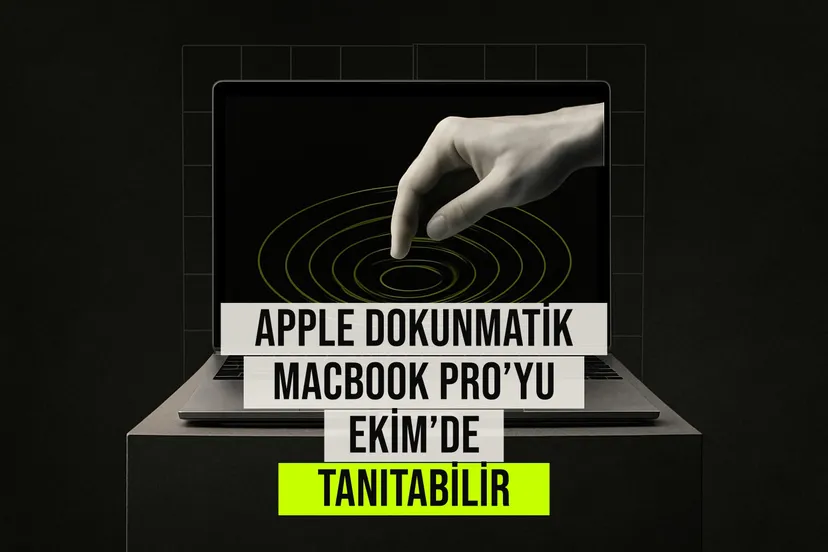 Apple'ın Ekim ayında tanıtımı beklenen ilk dokunmatik ekranlı MacBook Pro modeli ve Tandem OLED teknolojisi kavram tasarımı.