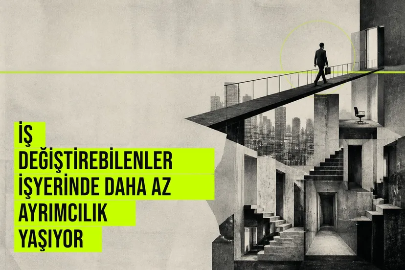 İş değiştirme imkanı olan çalışanların iş yerinde daha az ayrımcılığa maruz kaldığını gösteren 32 ülke verili bilimsel çalışma grafiği.