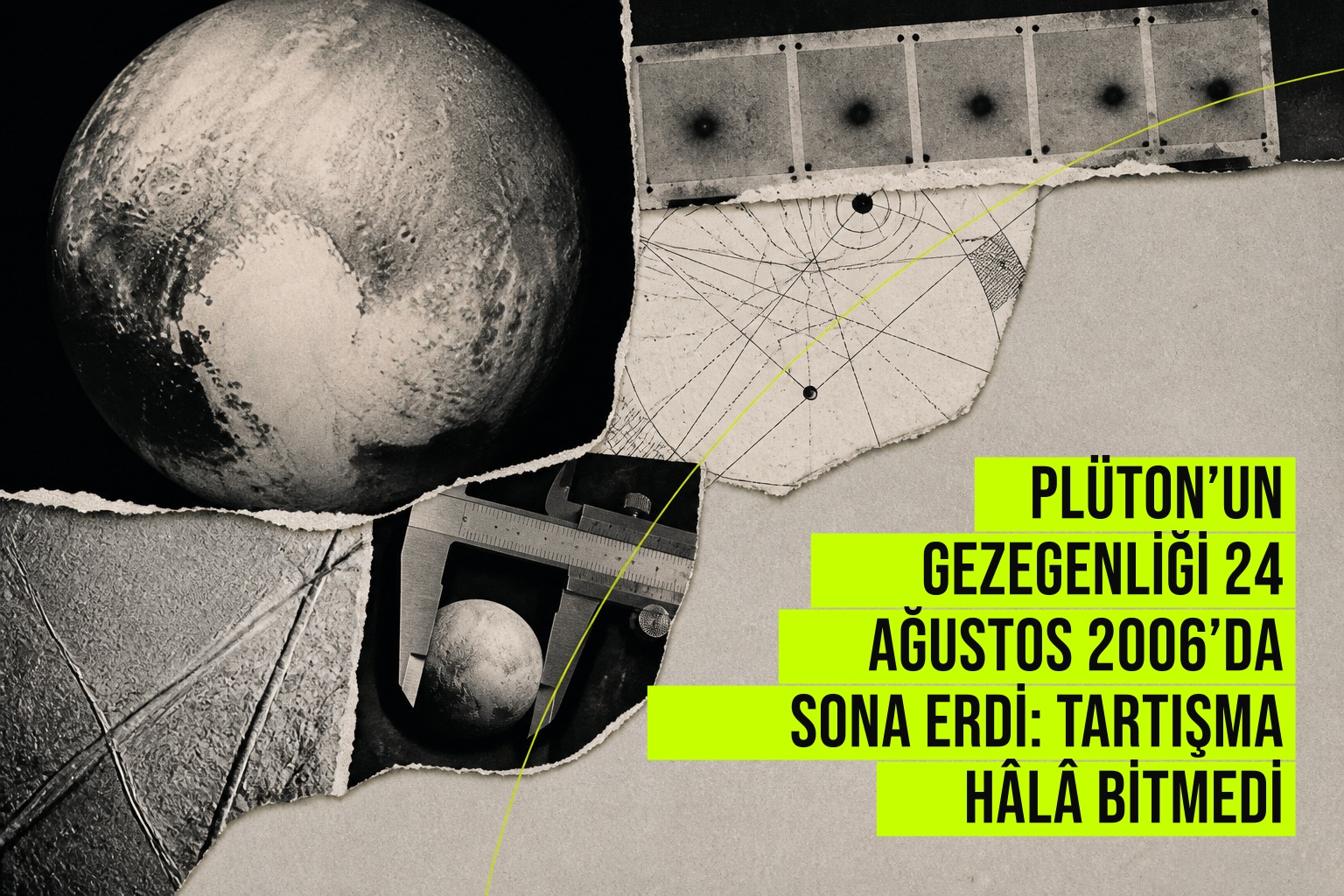 Plüton’un gezegenlikten çıkarılmasını anlatan bilimsel bir infografik; Güneş Sistemi’nde cüce gezegen olarak gösteriliyor.