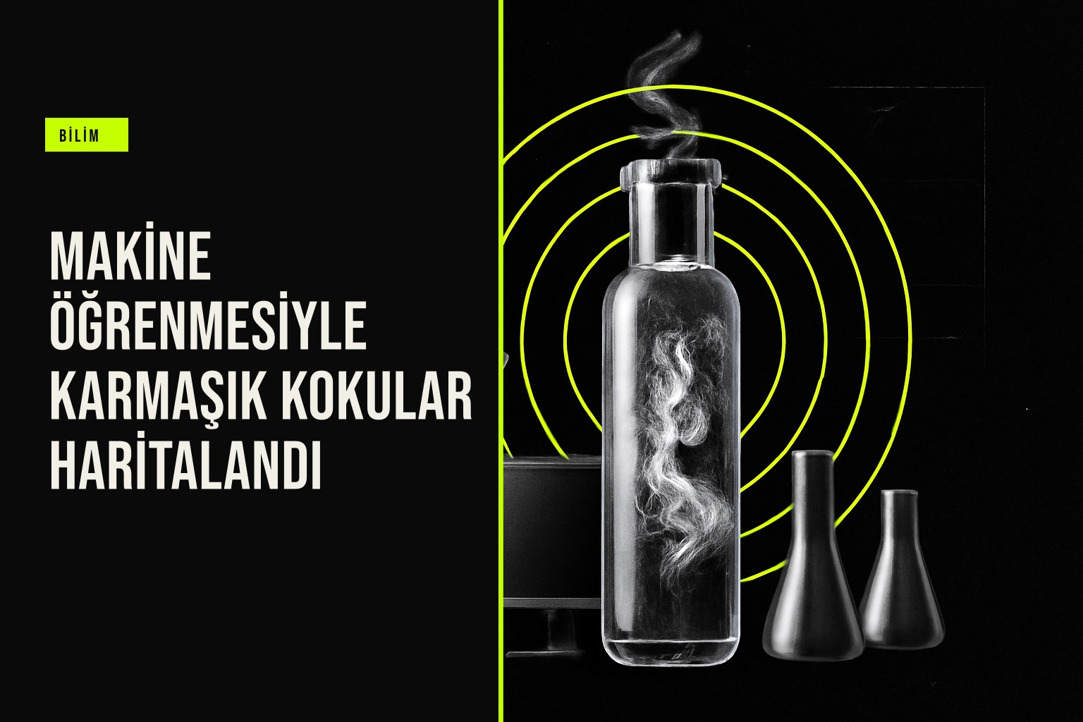 Makine öğrenmesiyle karmaşık koku karışımlarının moleküler benzerlik haritaları ve yapısal modelleri gösteren bilimsel görselleştirme