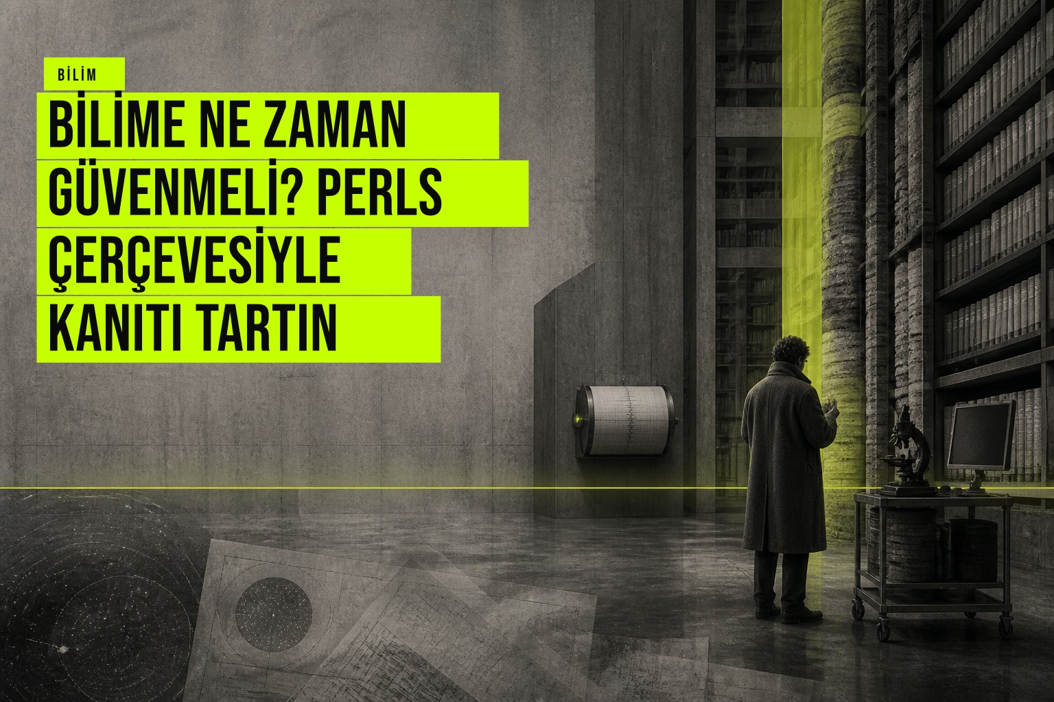 Bilimsel kanıtların olgunluğunu değerlendiren PERLS çerçevesini simgeleyen, çalışma aşamalarından topluma etkiye giden süreci gösteren bir şema.