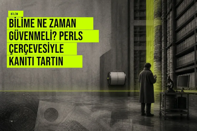 Bilimsel kanıtların olgunluğunu değerlendiren PERLS çerçevesini simgeleyen, çalışma aşamalarından topluma etkiye giden süreci gösteren bir şema.