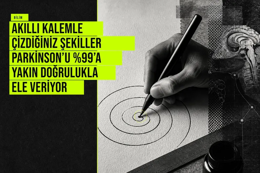 Akıllı kalemle çizilen spiral ve zikzaklar, Parkinson belirtilerini analiz eden yapay zekâ sistemiyle değerlendiriliyor.