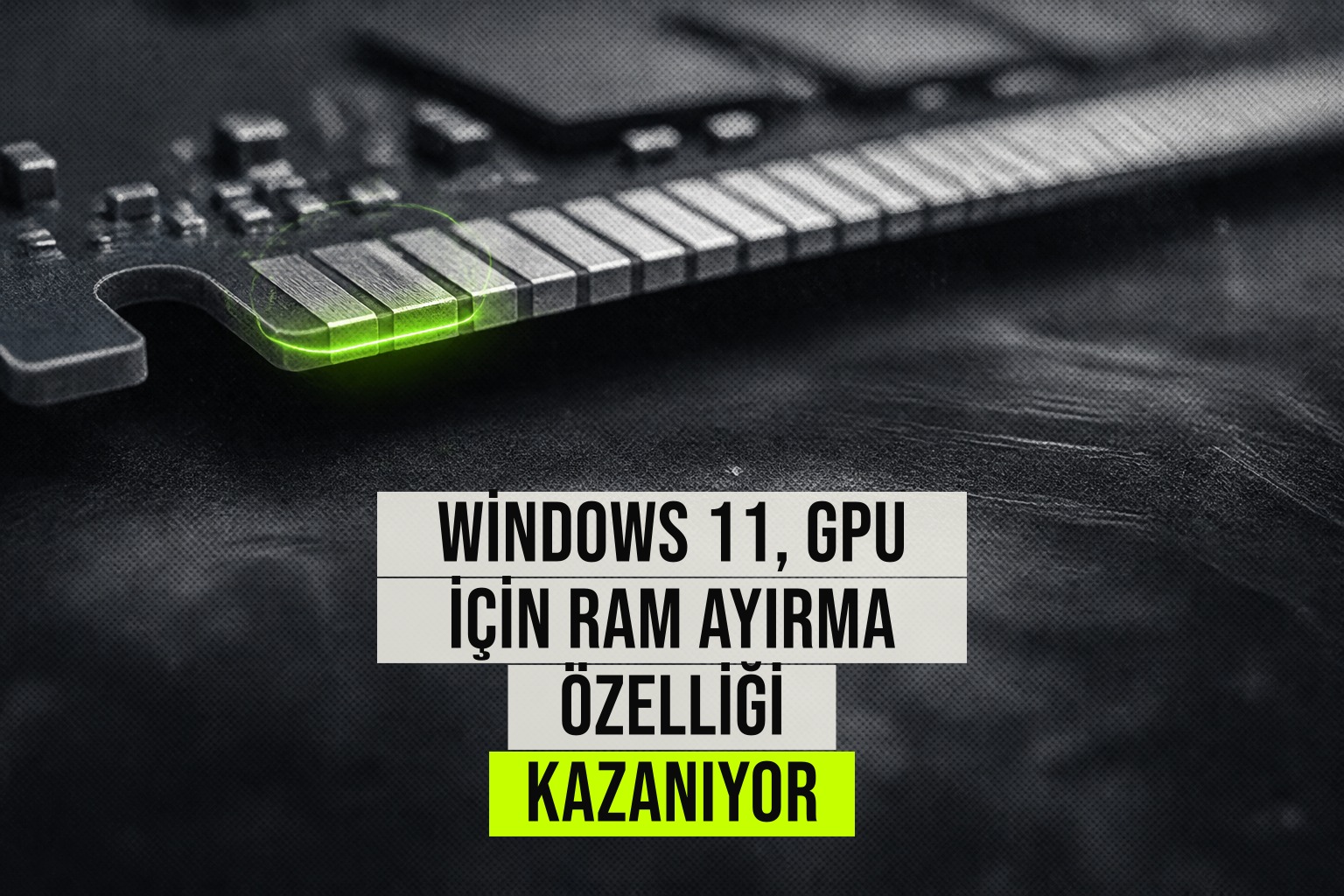 Windows 11 ayarlar menüsünde GPU için paylaşımlı bellek ayırma seçeneğinin etkinleştirildiğini gösteren ekran görüntüsü.