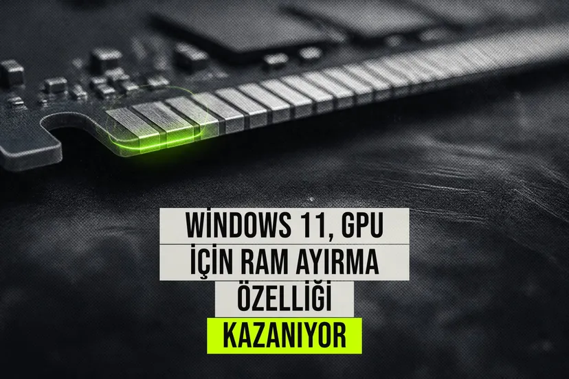 Windows 11 ayarlar menüsünde GPU için paylaşımlı bellek ayırma seçeneğinin etkinleştirildiğini gösteren ekran görüntüsü.