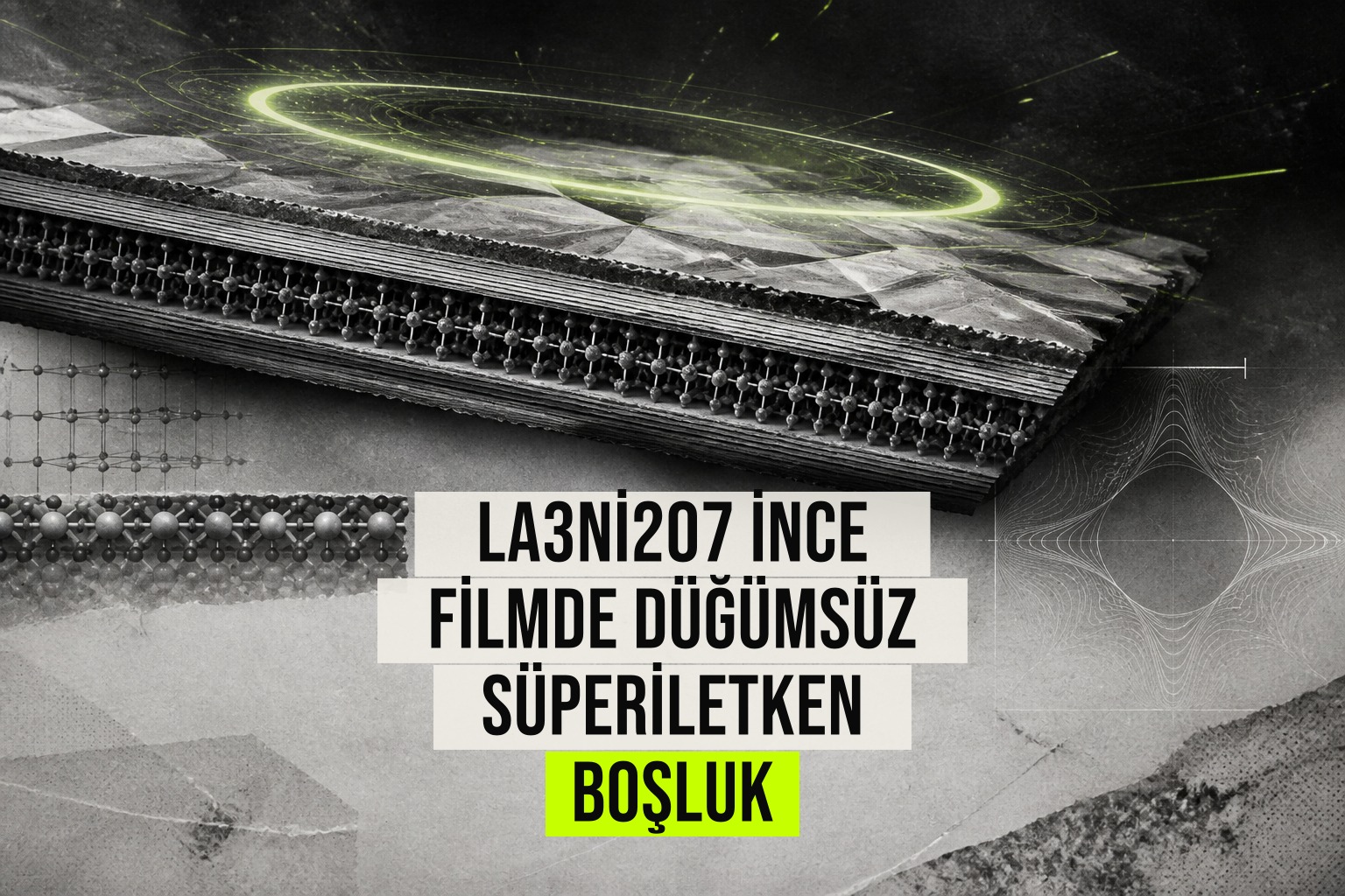 Sr katkılı La3Ni2O7 ince filmlerde düğümsüz süperiletken boşluğun ölçüldüğü deney yapısı ve bant yapısı analizi.