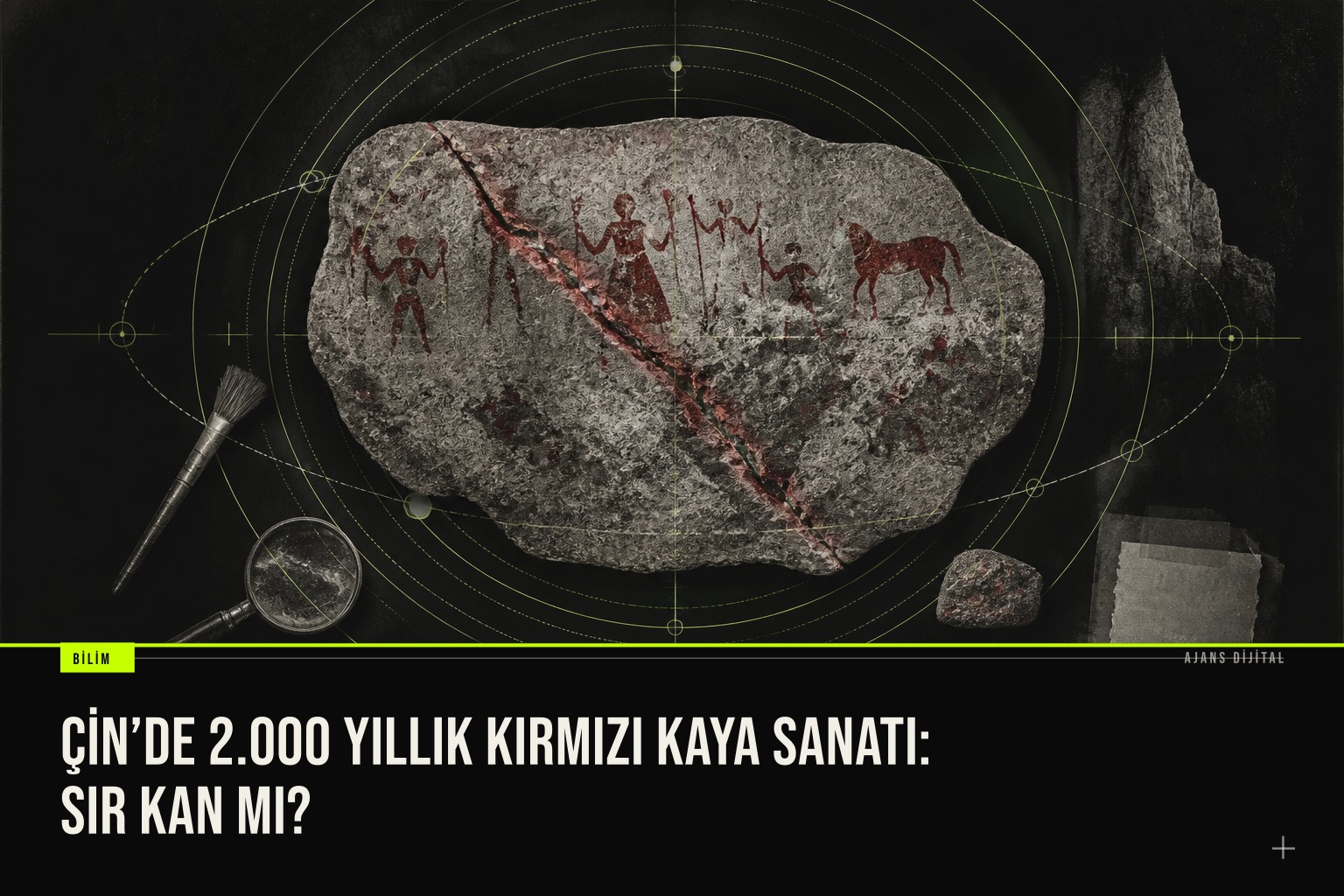 Güney Çin'deki 2000 yıllık Luoyue kaya resimlerinin parlak kırmızı pigmentli detayları, kan içeriği şüphesiyle inceleniyor.