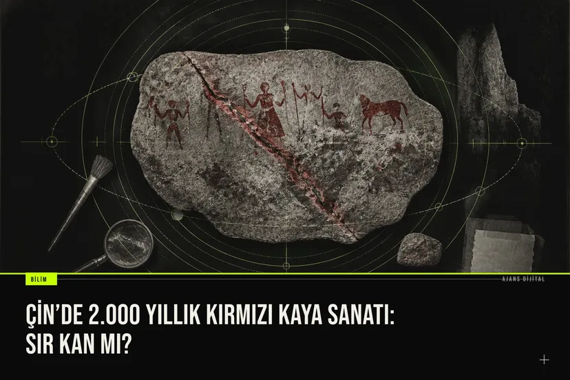 Güney Çin'deki 2000 yıllık Luoyue kaya resimlerinin parlak kırmızı pigmentli detayları, kan içeriği şüphesiyle inceleniyor.