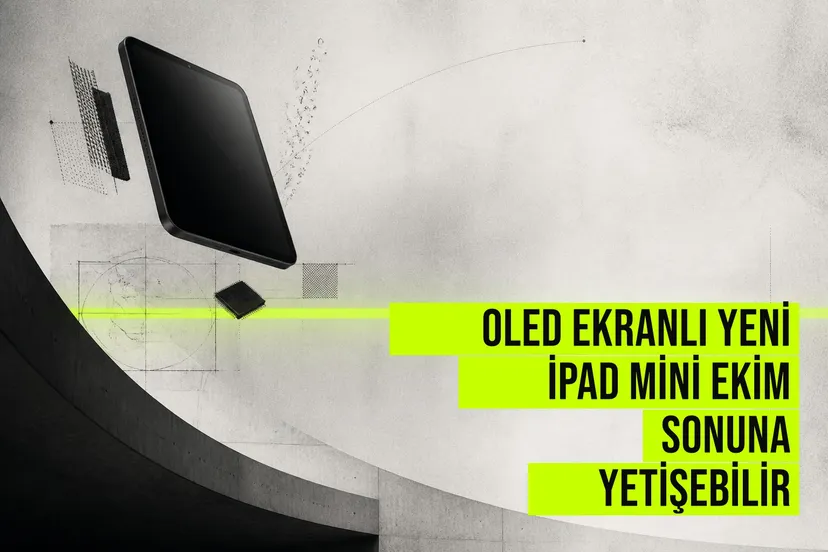 Apple'ın OLED ekranlı yeni iPad mini modeli, ince çerçeveli tasarım ve yenilenen hoparlör ızgaralarıyla yan profilden görüntüleniyor.