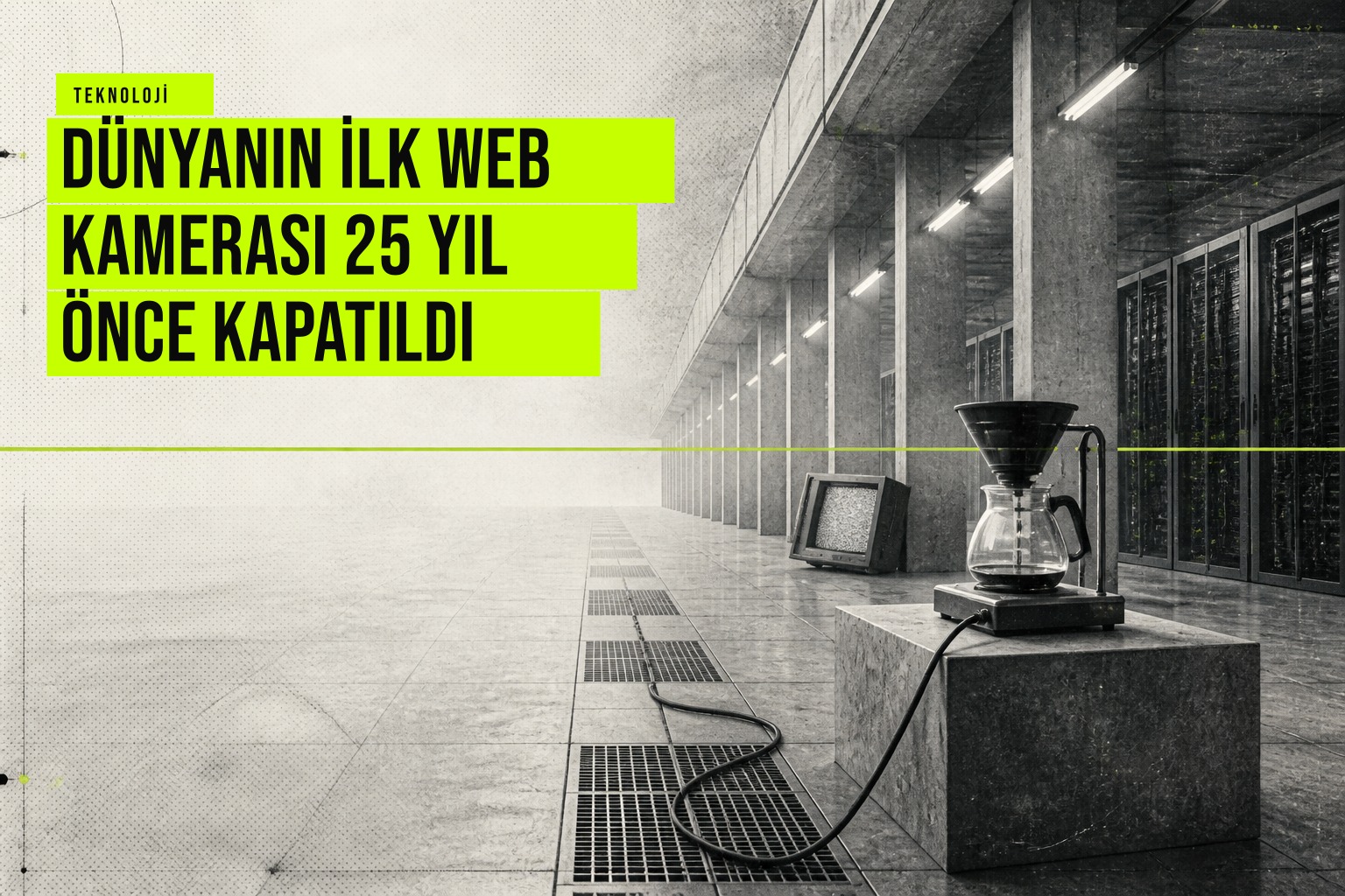 Cambridge Üniversitesi Trojan Room kahve makinesini izleyen dünyanın ilk web kamerasının 2001 yılında kapatılma anını gösteren arşiv görseli