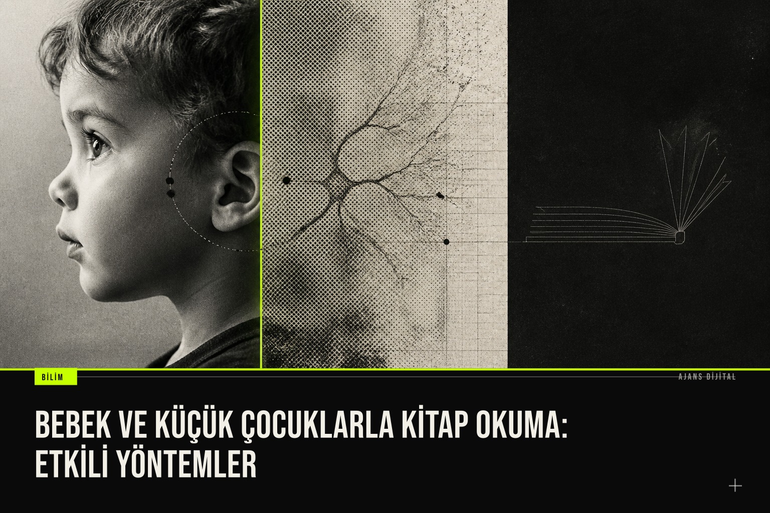 Bebek ve küçük çocuklarla kitap okuma alışkanlığını anlatan sıcak bir sahne; kısa hikâye saatinin dil gelişimine katkısı vurgulanıyor.