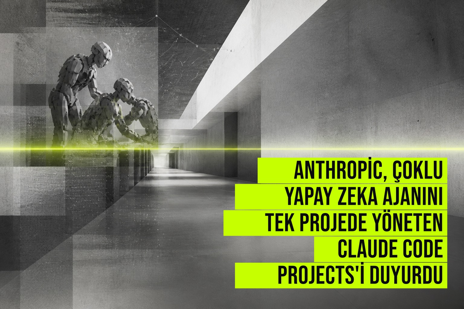 Anthropic'in çoklu yapay zeka ajanlarını tek projede koordine eden Claude Code Projects arayüzü ve kod editörü ekranı.