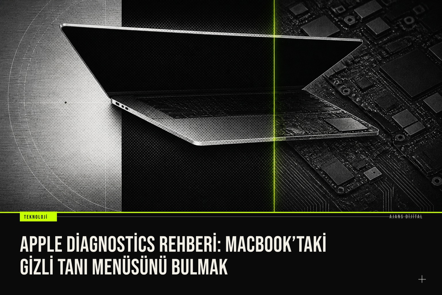 MacBook ekranda Apple Diagnostics başlangıç tarama arayüzü ve donanım referans kodları listeleniyor.