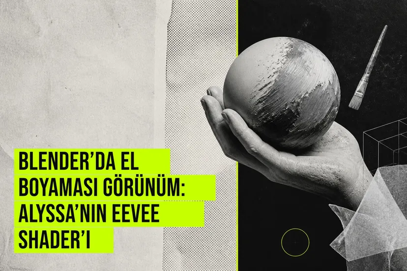 Blender’da Alyssa’nın prosedürel EEVEE shader’ı, sahnelere el boyaması hissi veren yumuşak ve ressamane bir görünüm oluşturuyor.