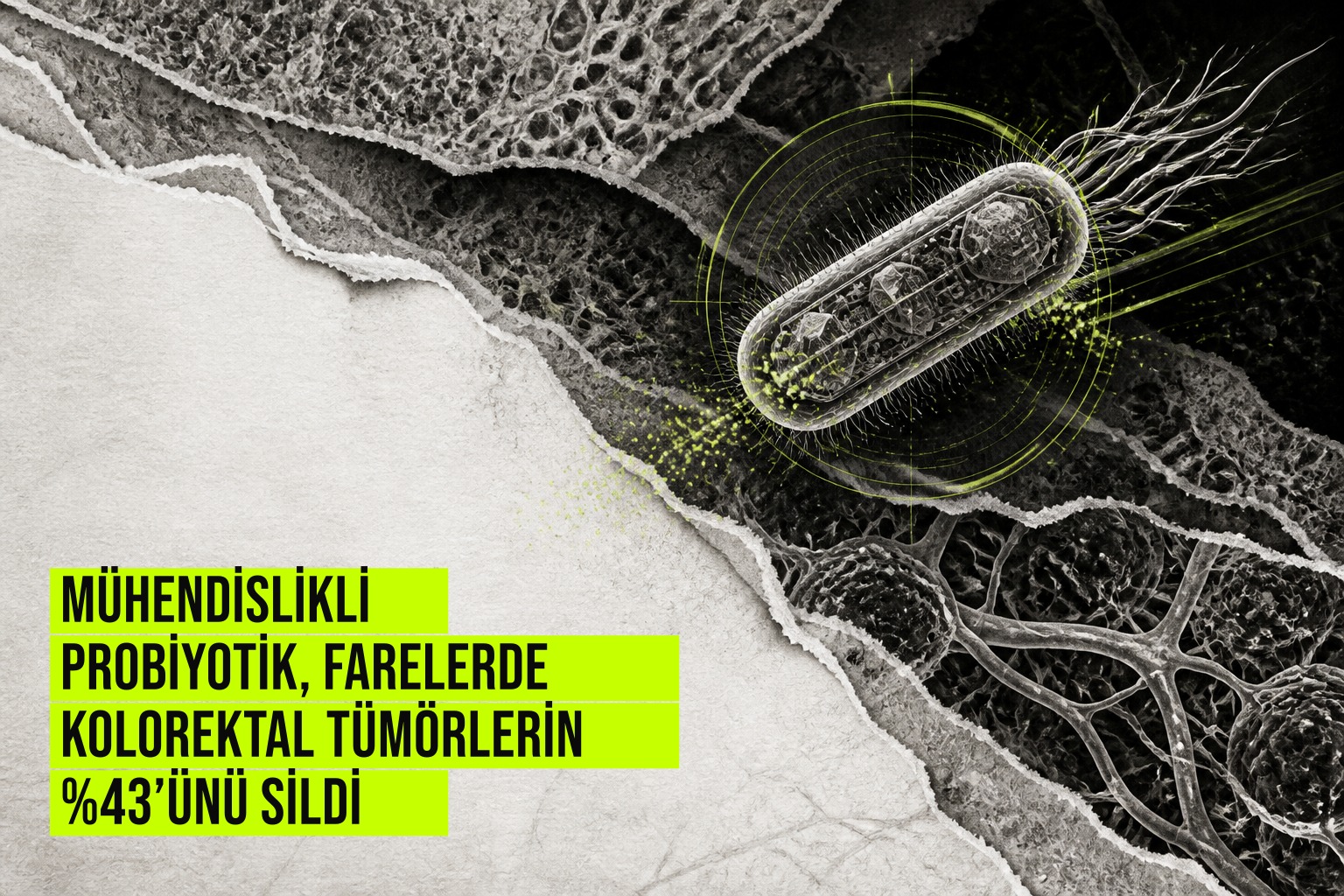 Mühendislikli probiyotik, farelerde kolorektal tümörlerin %43’ünü sildi haberi için üretilen kapak görseli