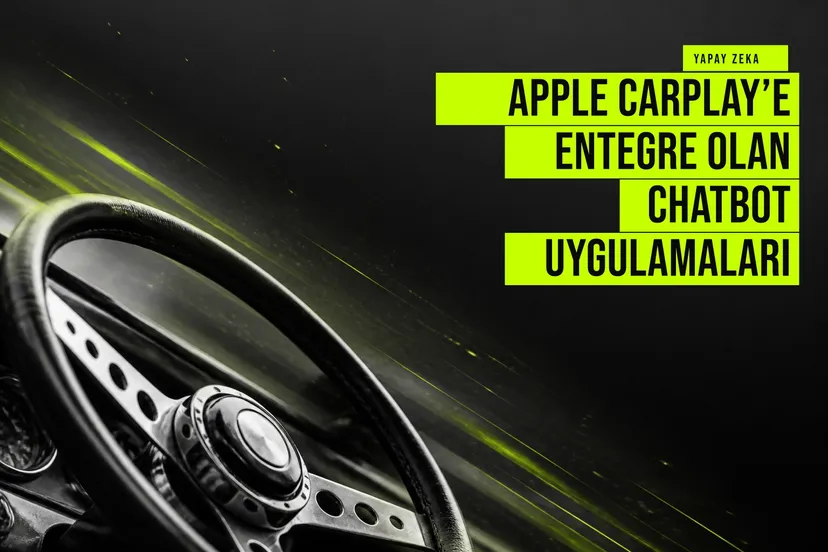 Apple CarPlay ekranında ChatGPT, Claude ve Grok gibi yapay zeka asistanlarının sesli komutlarla kullanımını gösteren bir araç içi arayüz.