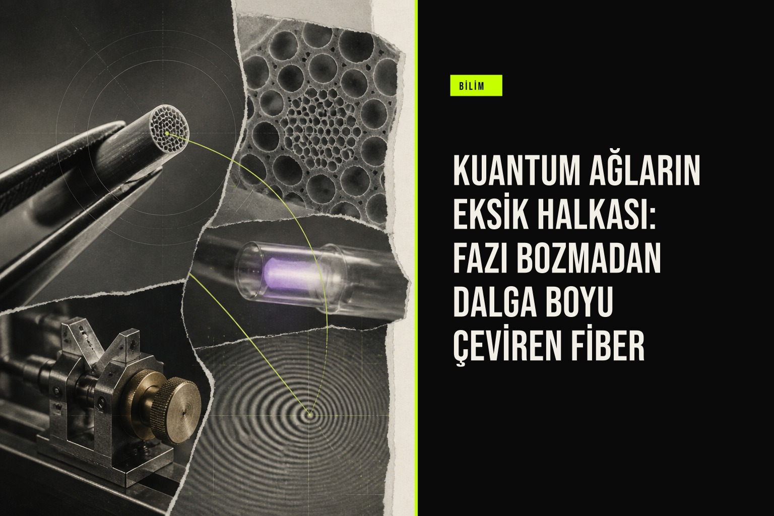 Boş çekirdekli fiberde dört dalga karışımı yöntemiyle faz bilgisi kaybı olmadan gerçekleştirilen kuantum dalga boyu dönüşümü deneyi şeması
