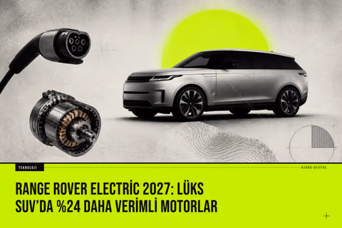 2027 model Range Rover Electric, %24 daha verimli motorlarla 333 mil menzil ve 350 kW hızlı şarj sunuyor.