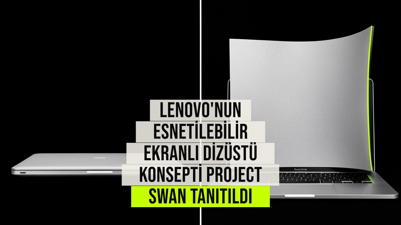 resim Lenovo'nun IFA 2026 fuarında gösterilen Project Swan esnetilebilir ekranlı dizüstü bilgisayar konsepti, 14 inç ekranı 17 inçe kadar genişletilebilir ve 17,9 mm kalınlıkta, 1,6 kg ağırlığında