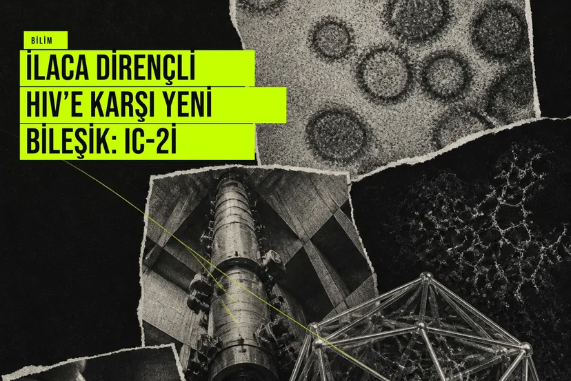 HIV kapsid proteininin yeni bir cebe bağlanan IC-2i molekülünün atomik yapısını gösteren bilimsel görselleştirme