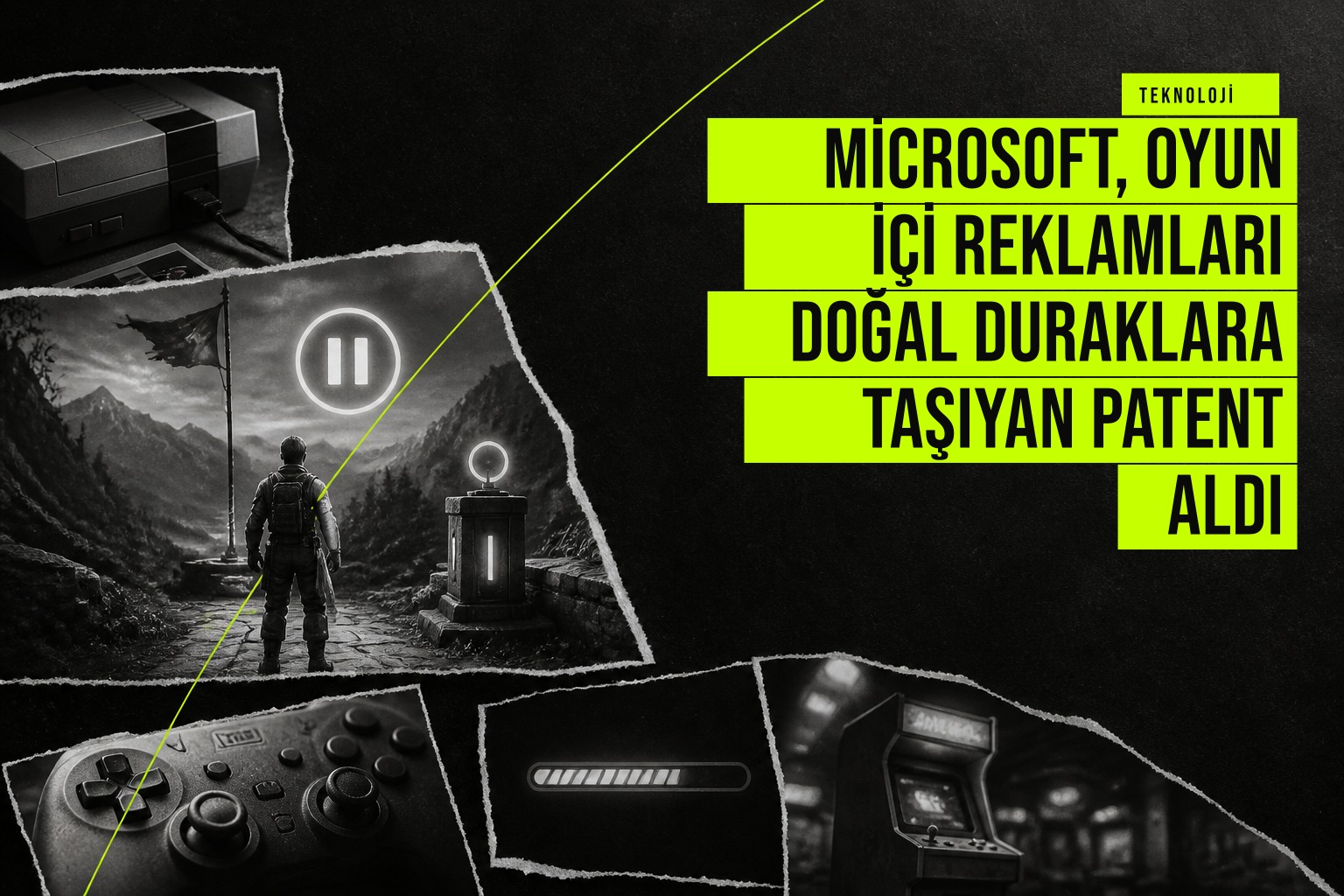 Microsoft, oyun içi reklamları doğal duraklara taşıyan patent aldı haberi için üretilen kapak görseli