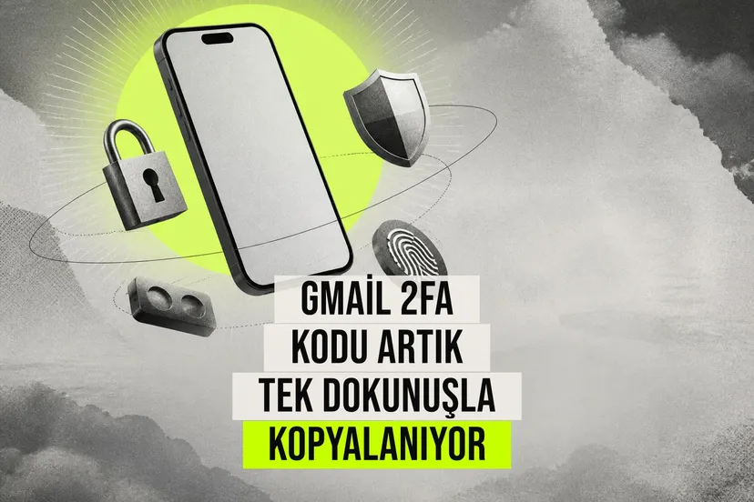 resim Gmail uygulamasında iki faktörlü kimlik doğrulama kodu ekranında tek dokunuşla kopyalanıyor ve gösteriliyor