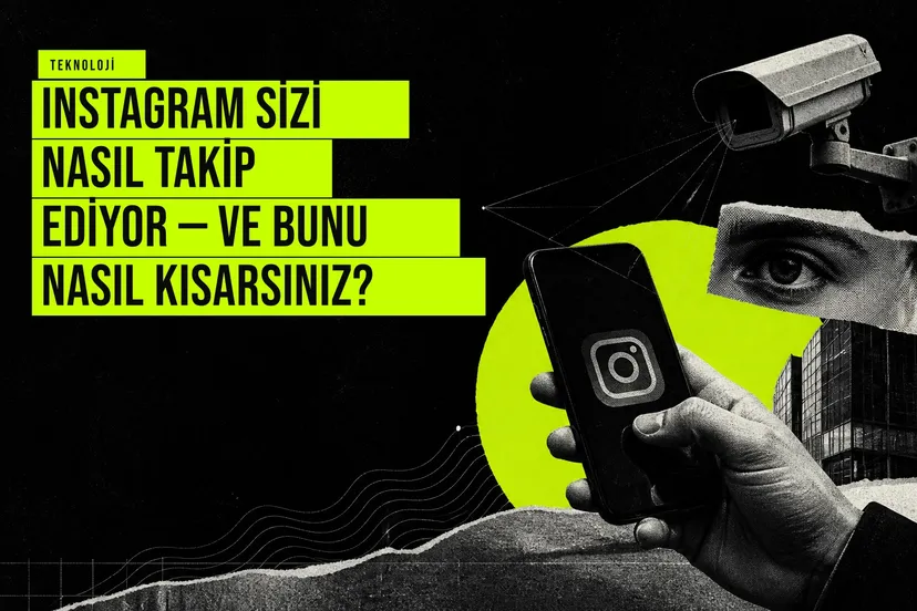 Akıllı telefon ekranda Instagram gizlilik ayarları menüsü açıkken uygulama dışı etkinlik takibini kapatma seçeneği vurgulanıyor.