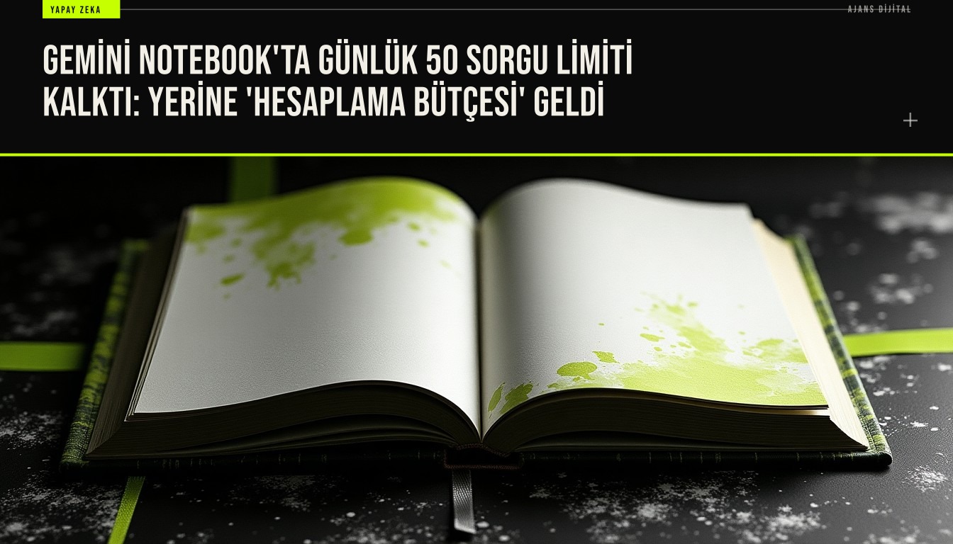 resim Gemini Notebook arayüzünde haftalık hesaplama bütçesi gösteren bir grafik ve kullanıcı tarafından sorgu yapma ekranı görüntüsü