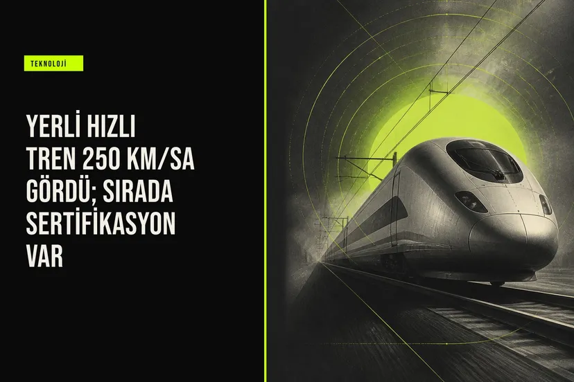 Milli Elektrikli Hızlı Tren Eskişehir-Polatlı hattında test seferinde 250 km/sa hıza ulaştı, sertifikasyon süreci devam ediyor.