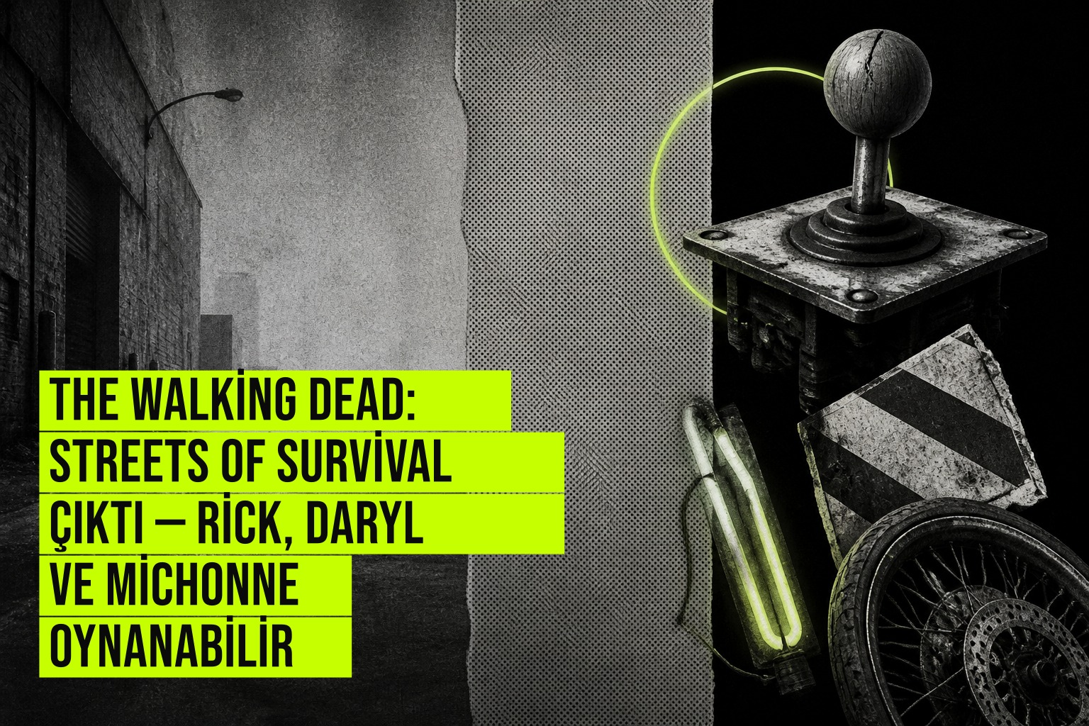 resim, The Walking Dead: Streets of Survival kapağında Rick Grimes, Daryl Dixon ve Michonne zombilerle savaşırken gösteriliyor.