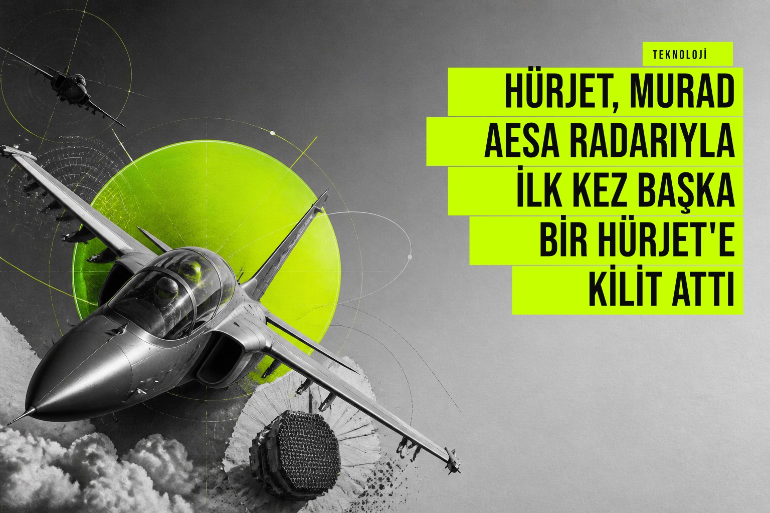 TUSAŞ HÜRJET eğitim ve hafif savaş uçağı, ASELSAN MURAD AESA radarıyla ilk kez hedef HÜRJET'e kilit atarak hava-hava yeteneğini kanıtlarken.