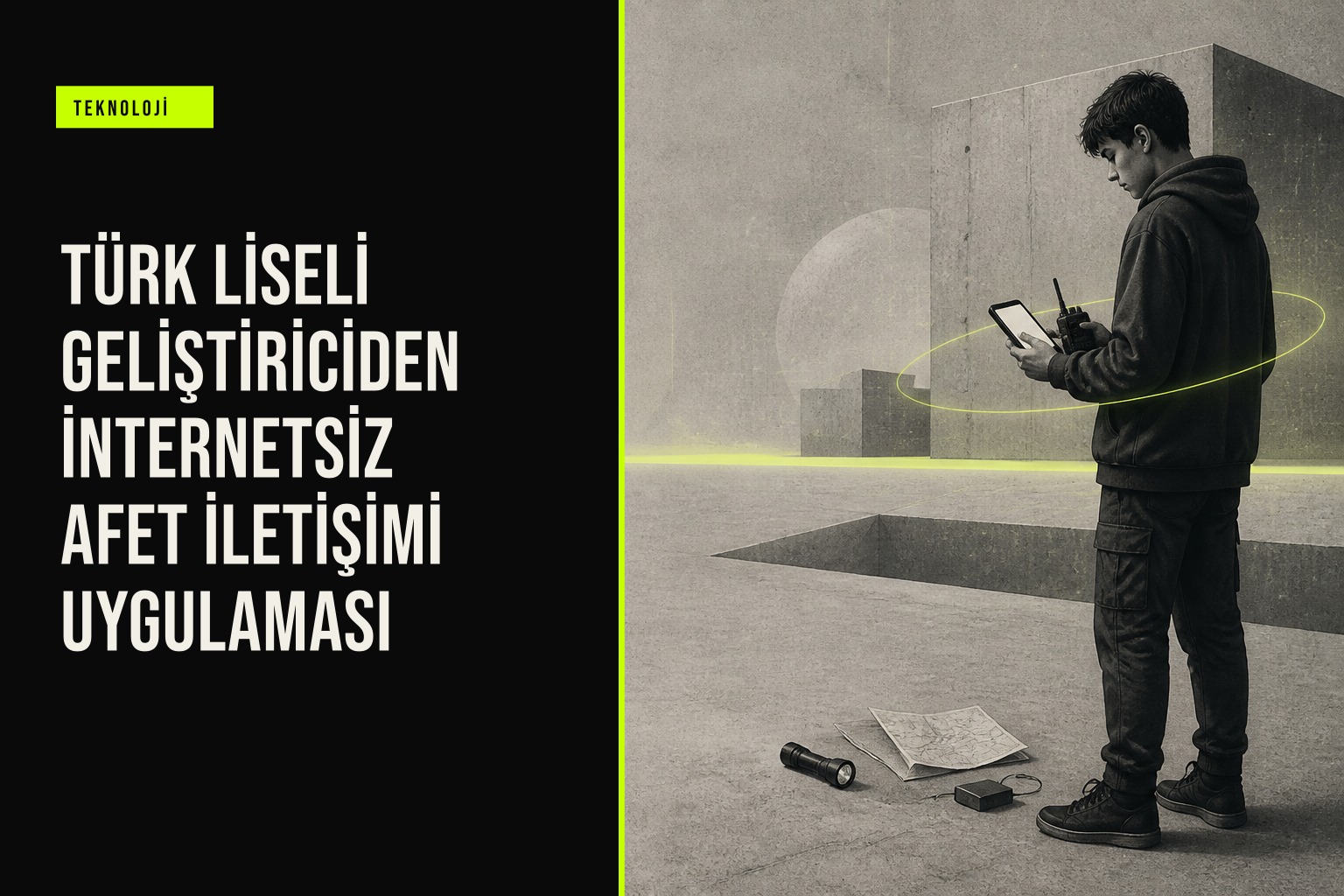 Emirhan Duman'ın geliştirdiği Crisis Connect uygulaması, internet ve SIM kart olmadan Bluetooth üzerinden afet iletişimini sağlayan akıllı telefon ekranında.