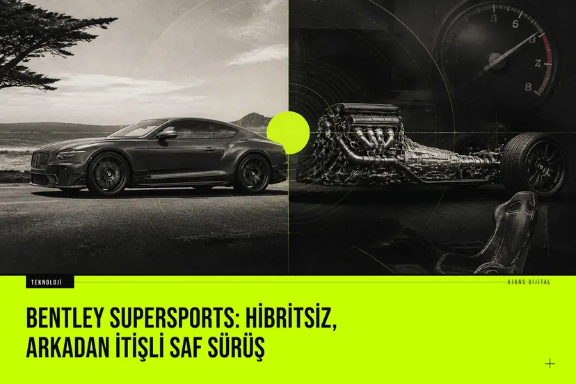 Bentley Supersports, hibrit ve dört çekerden arındırılmış yapısıyla arkadan itişli saf sürüş odaklı bir performans otomobili olarak öne çıkıyor.