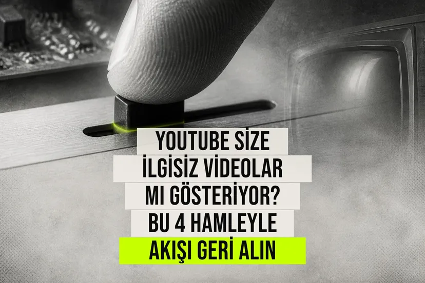Telefon ekranında YouTube ayarları menüsü açıkken izleme geçmişi ve öneri yönetimi seçenekleri gösteriliyor.