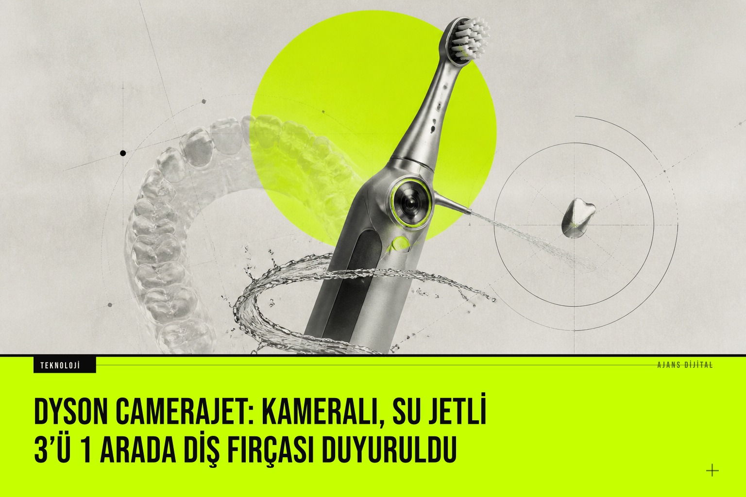 Dyson CameraJet 3'lü diş bakım cihazı, kameralı su jeti ve yapay zekâ ile diş aralarını hedef alarak fırçalama, ip kullanımı ve çalkalama işlevlerini bir arada sunuyor.