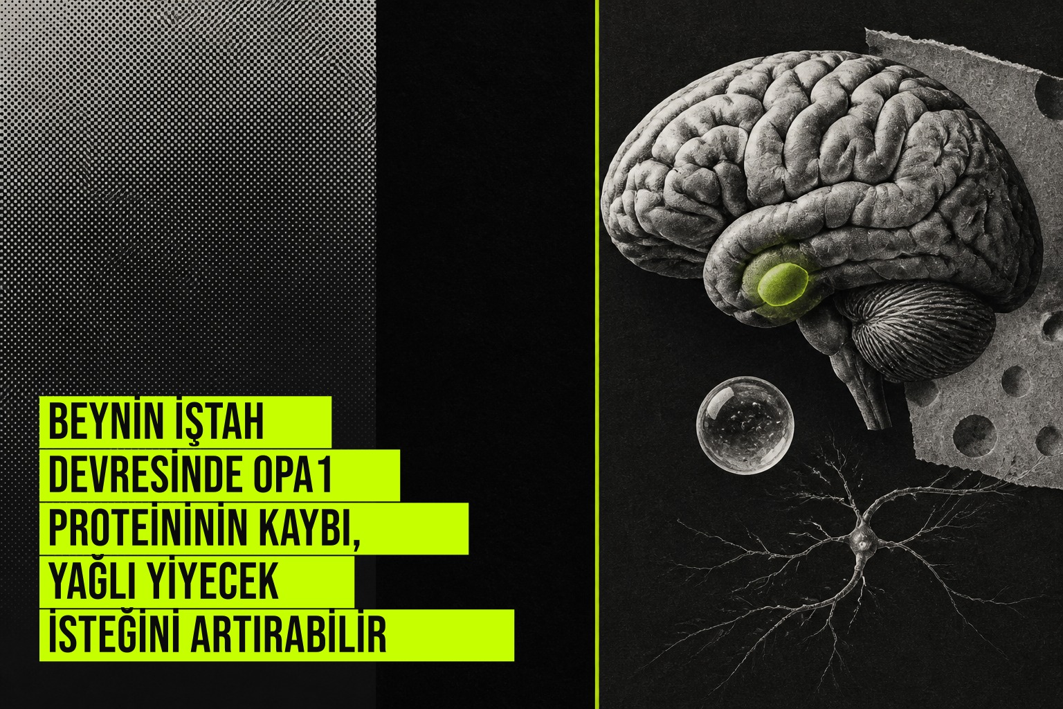 Beyin iştah devresinde OPA1 proteininin kaybı yağlı yiyecek isteğini ve kilo alımını artırdığını gösteren laboratuvar bulguları